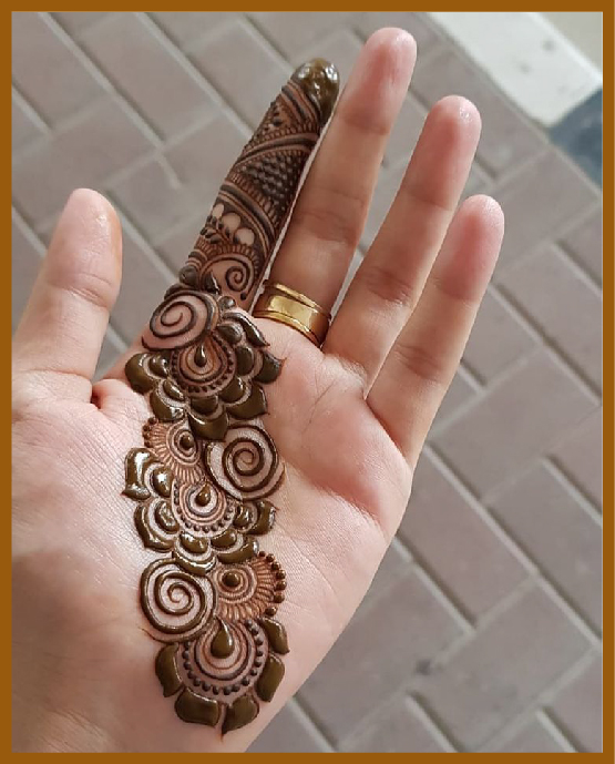 Finger Linked Petals In Minimal Front Hand Mehndi Design